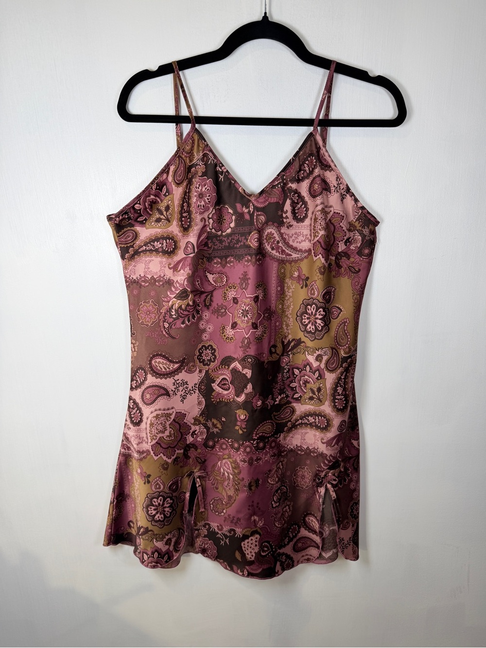 Paisley‎ Satin Camisole Slip Dress - Pink Multi
